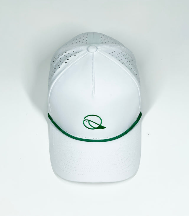 The Captain "Greenie" Golf Cap - White with Green Rope