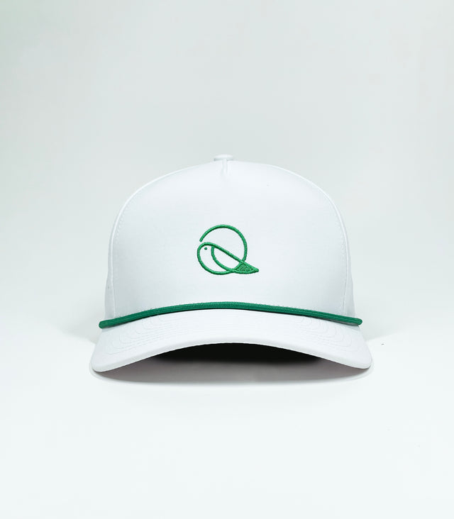 The Captain "Greenie" Golf Cap - White with Green Rope