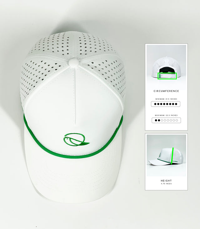 The Captain "Greenie" Golf Cap - White with Green Rope