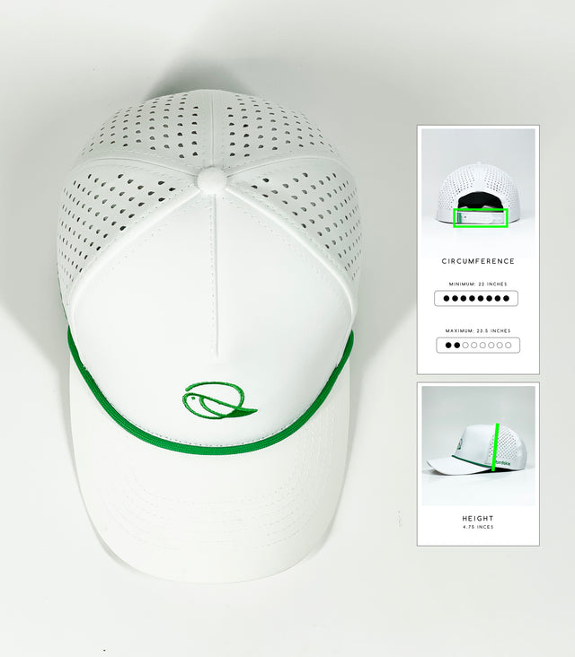 The Captain "Greenie" Golf Cap - White with Green Rope