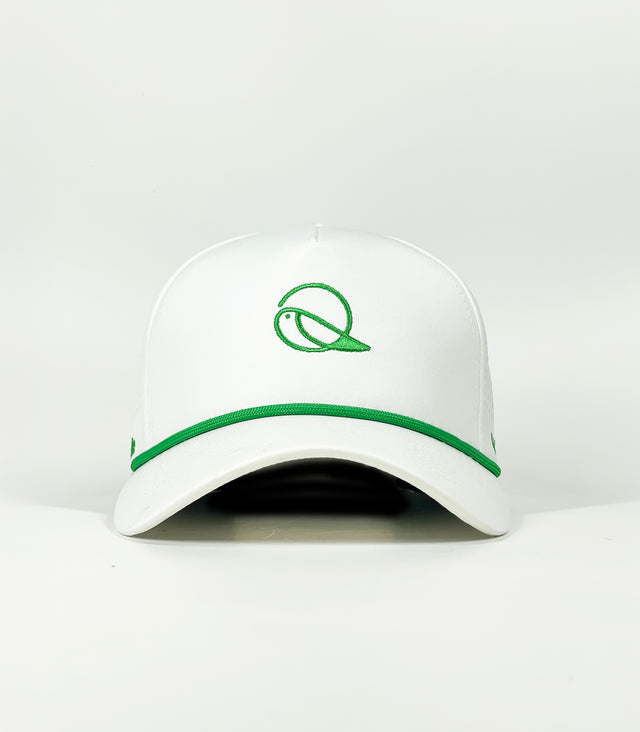 The Captain "Greenie" Golf Cap - White with Green Rope